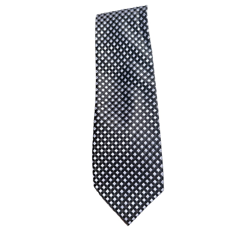 Michael Kors 100% Silk  Tie, Black with Silver and Gold Geometric shapes, 3"x58"